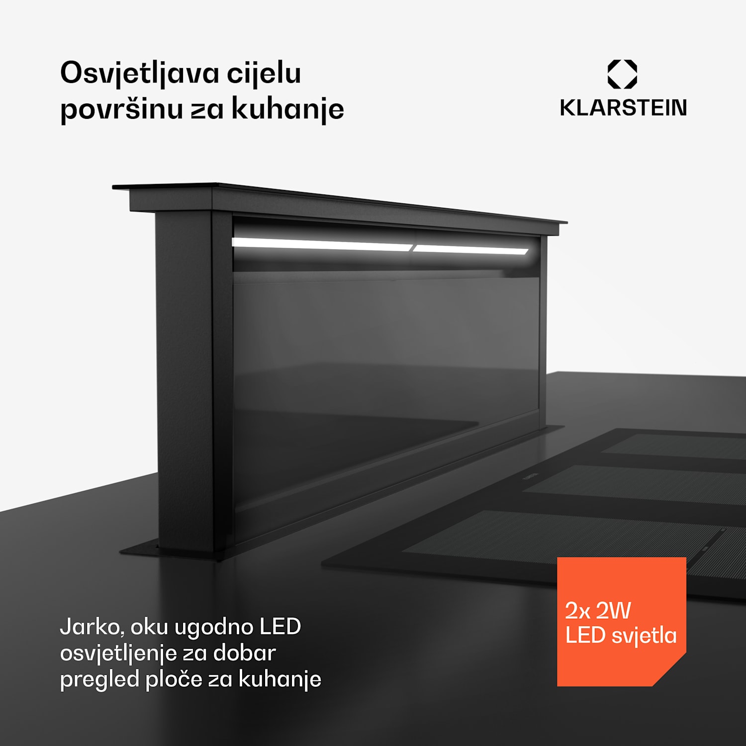 Royal Flush Eco napa, 842 m³/h protoka zraka, koso, EEK A, 70 dB| LED diode 120 cm | Crna | Crna