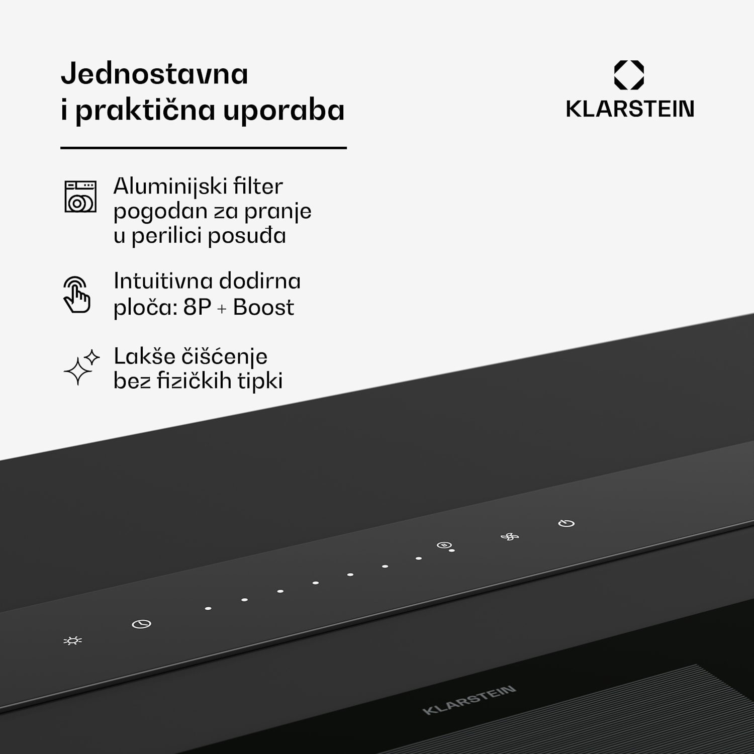 Royal Flush Eco napa, 842 m³/h protoka zraka, koso, EEK A, 70 dB| LED diode 120 cm | Crna | Crna