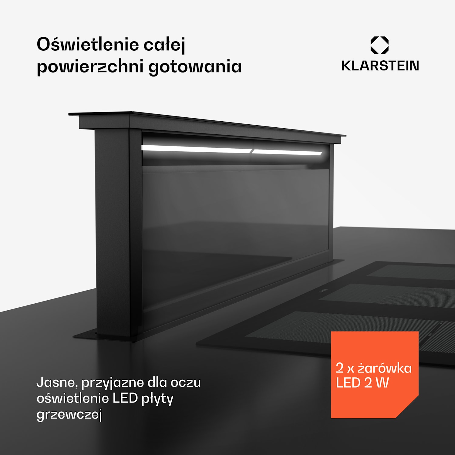 Royal Flush Eco okap kuchenny, 842 m³/h, skośny, klasa energetyczna A, 70 dB, LED 120 cm | Czarny | Czarny