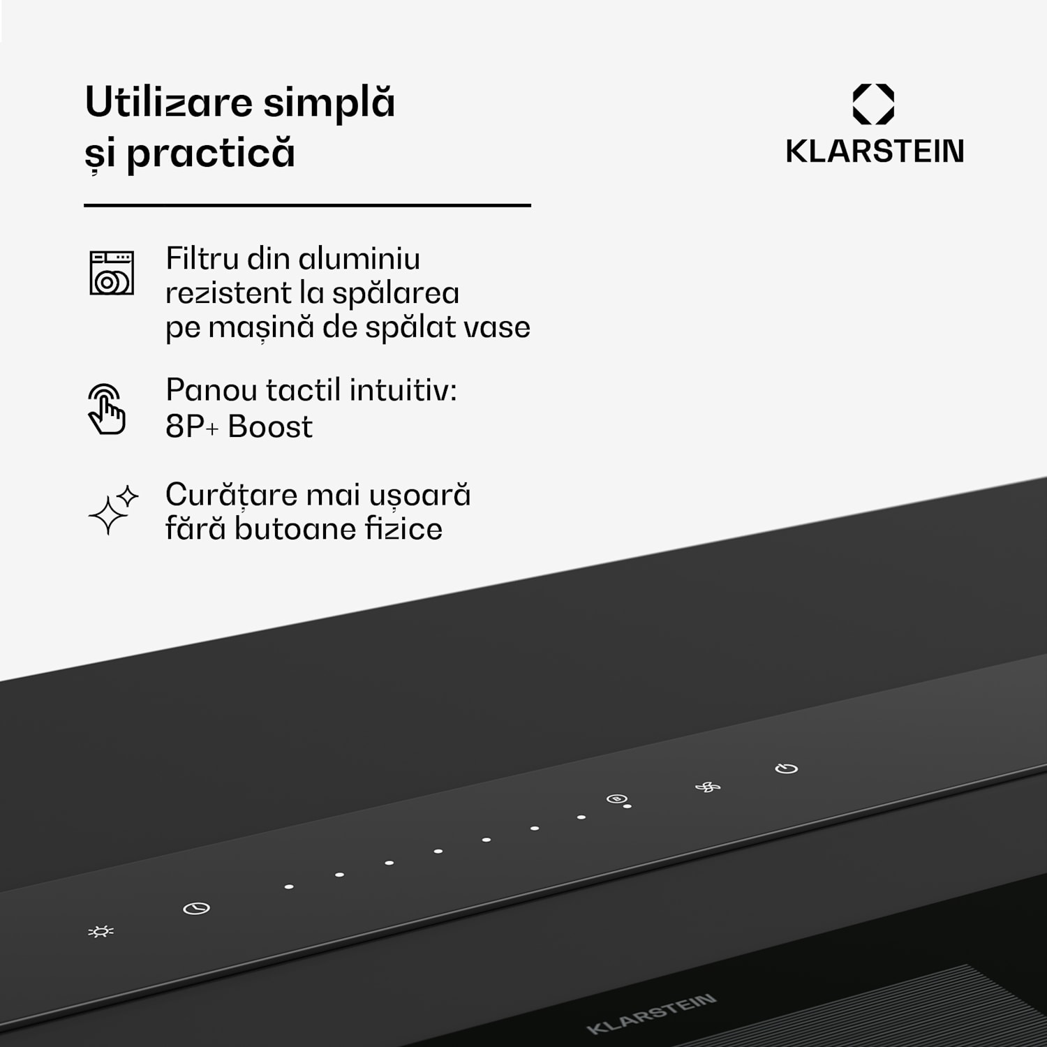 Hota Royal Flush Eco, 842 m³/h debit de aer, , EEK A, 70 dB, LED 120 cm | Negru | Negru