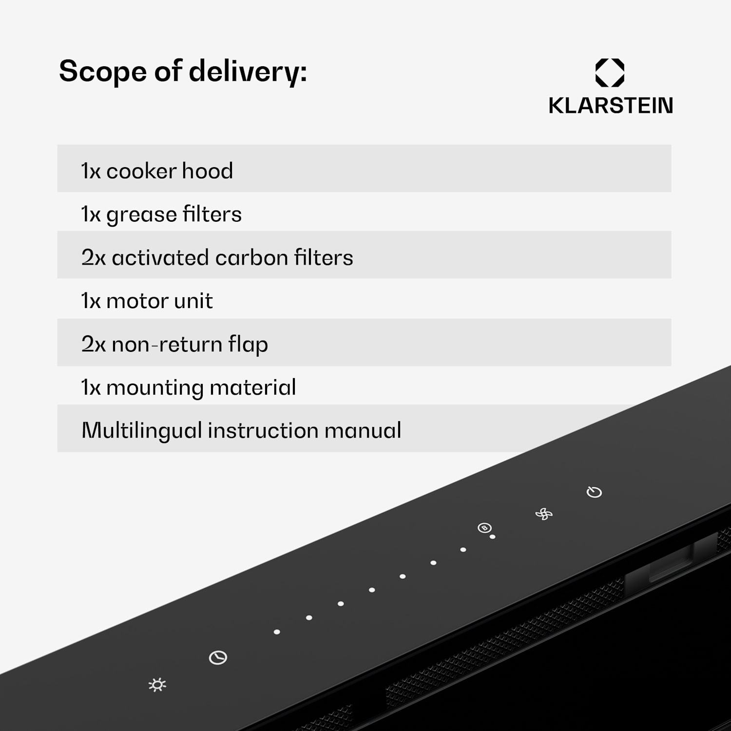 Exaustor Royal Flush Eco | 842 m³/h de exaustão de ar | sem cabeça | EEK A | 70 dB | LED 120 cm | Preto | Preto
