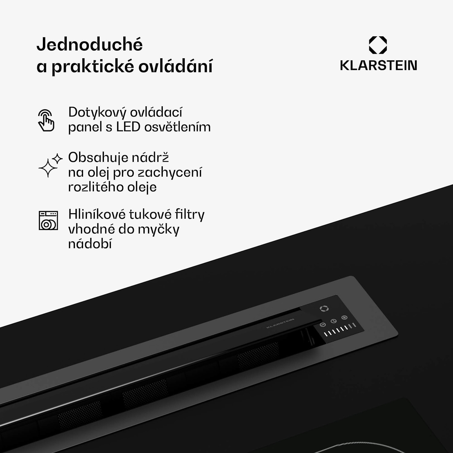 Brisa digestoř, výsuvná, 710 m³/h, A+, LED, 42 dB, režim odsávání/recirkulace 60 cm | Černá