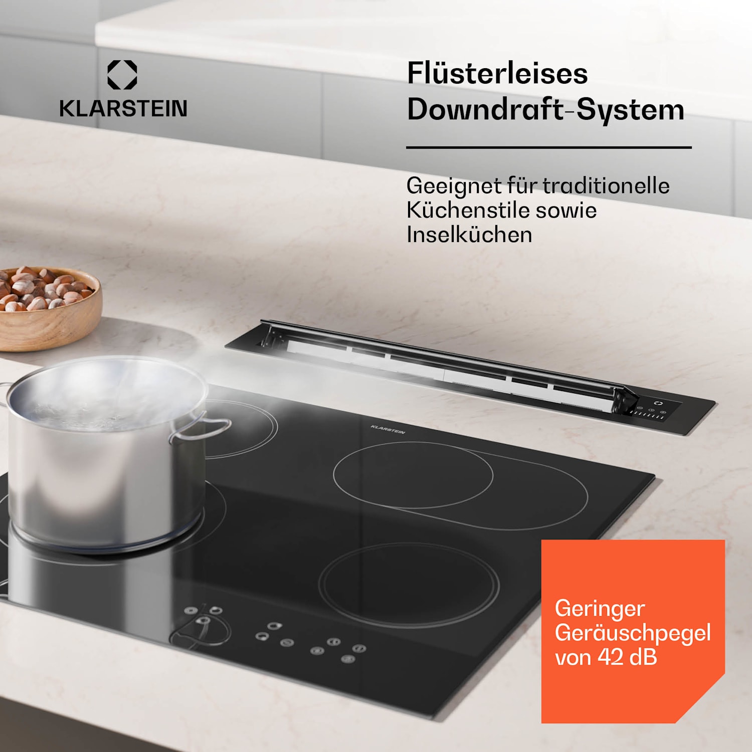 Brisa Dunstabzug | versenkbar | 710 m³/h | A+ | LED | 42dB | Abluft/Umluftbetrieb 