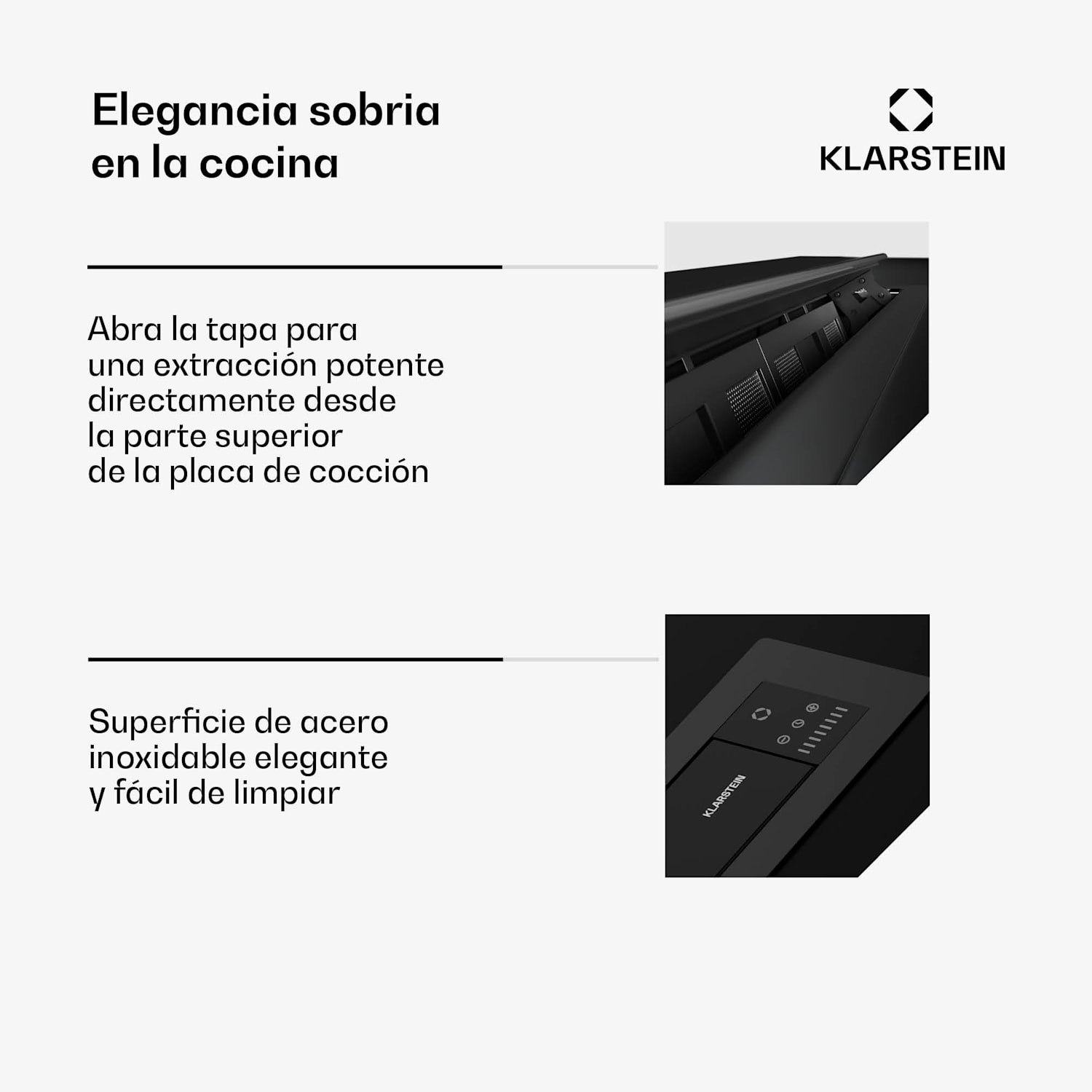 Extractor Brisa | retráctil | 710 m³/h | A+ | LED | 42dB | Extracción/recirculación 60 cm | Negro