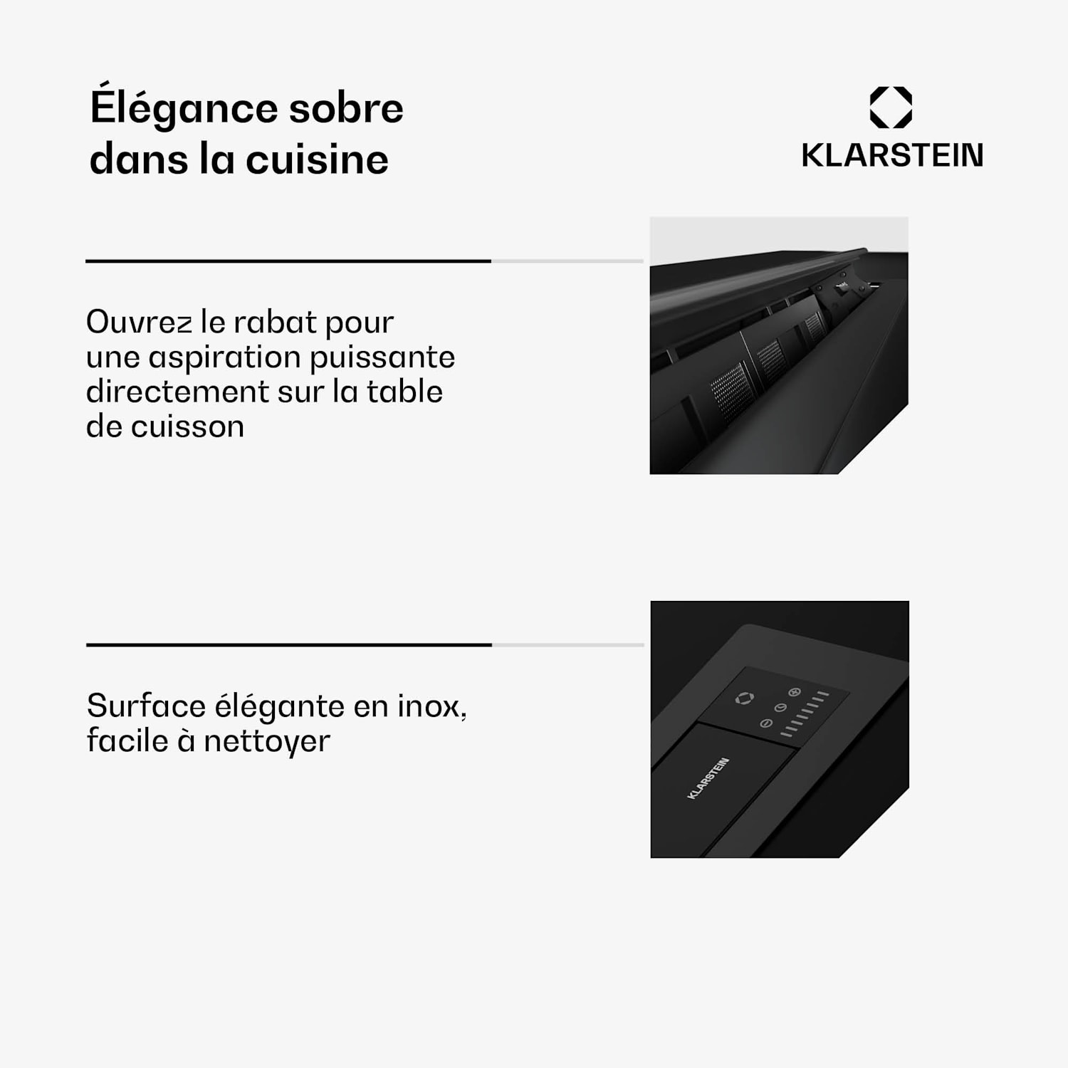 Brisa Hotte aspirante | escamotable | 710 m³/h | A+ | LED | 42 dB | Mode air évacué/recirculation 60 cm | Noir