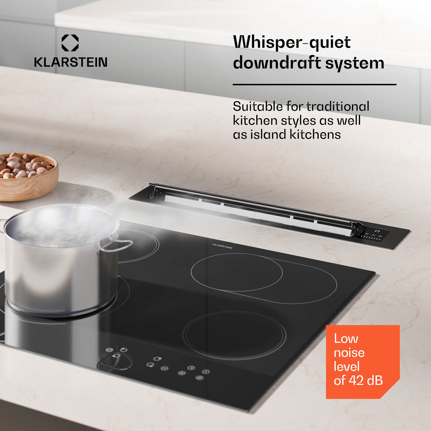 Exaustor Brisa | retrátil | 710 m³/h | A+ | LED | 42dB | modo de exaustão e modo de recirculação de ar 60 cm | Preto