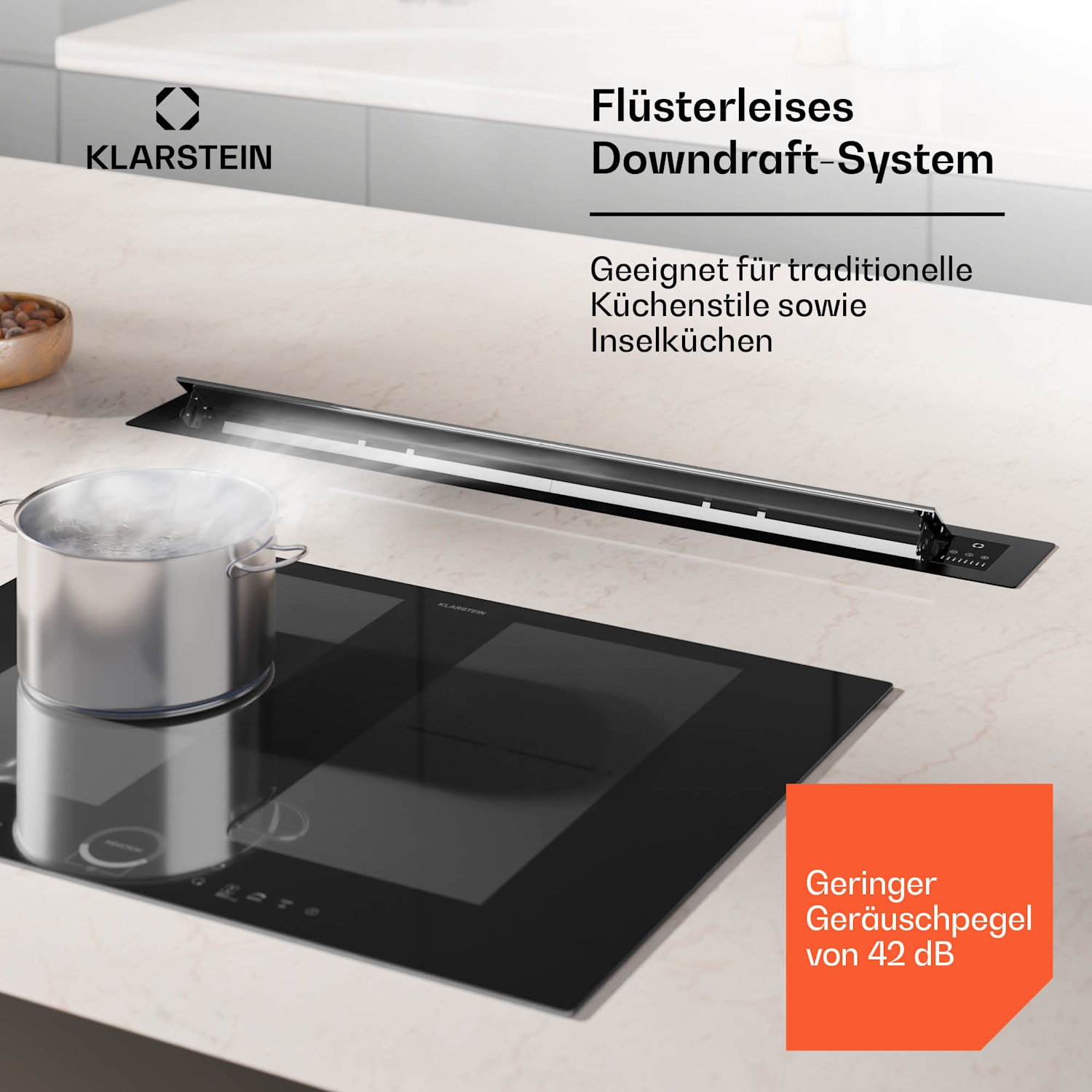 Brisa Dunstabzug | versenkbar | 710 m³/h | A+ | LED | 42dB | Abluft/Umluftbetrieb 90 cm | Schwarz