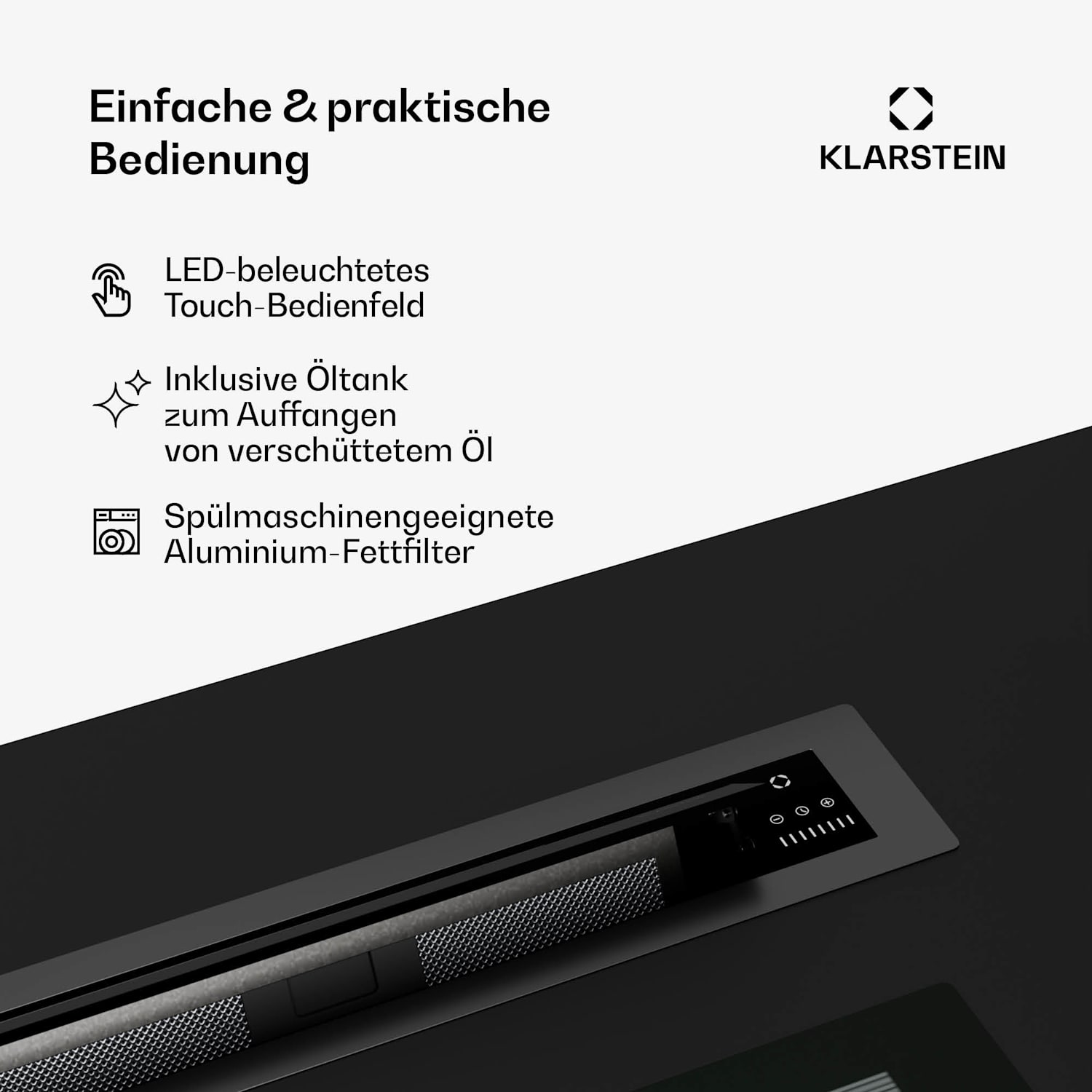 Brisa Dunstabzug | versenkbar | 710 m³/h | A+ | LED | 42dB | Abluft/Umluftbetrieb 90 cm | Schwarz