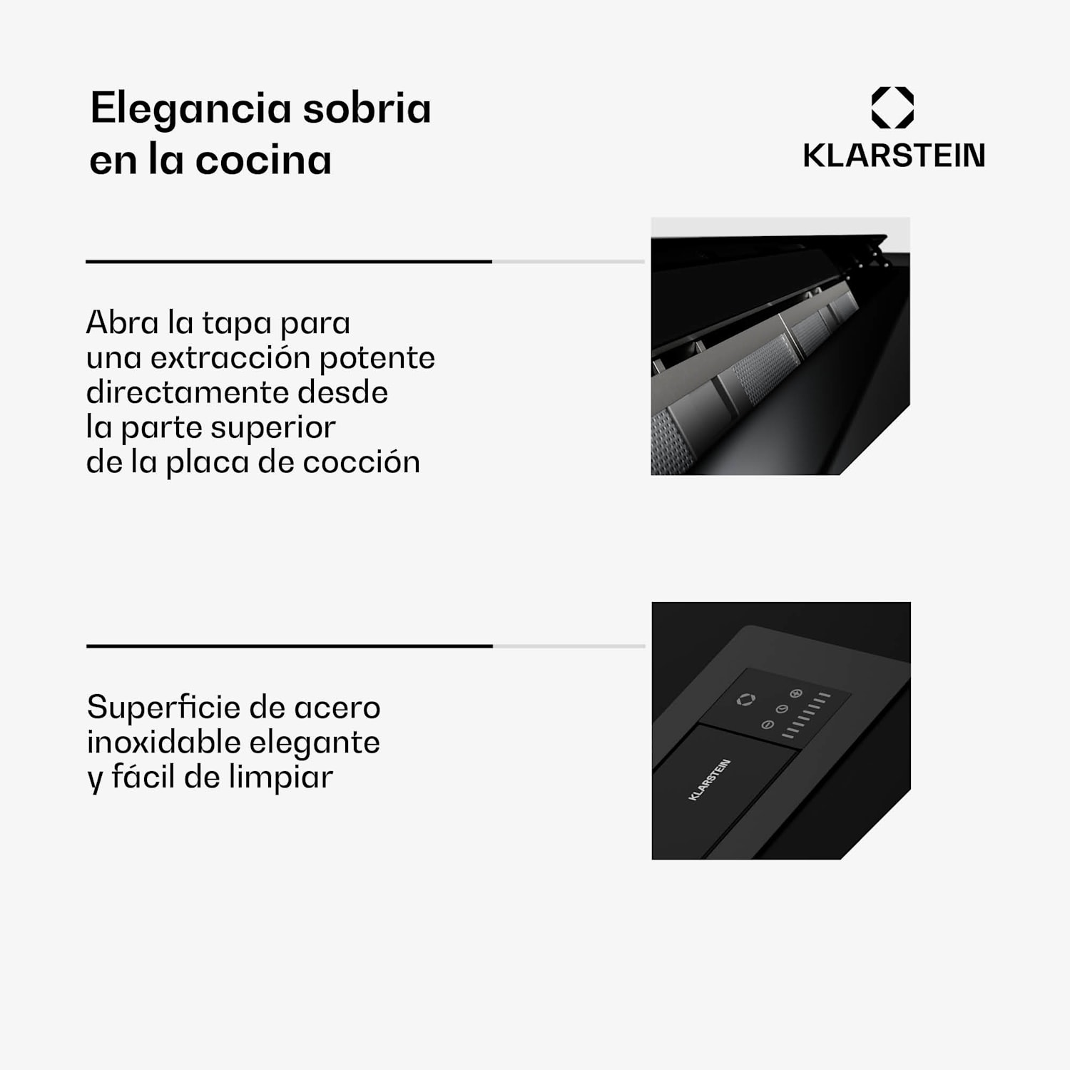 Extractor Brisa | retráctil | 710 m³/h | A+ | LED | 42dB | Extracción/recirculación 90 cm | Negro