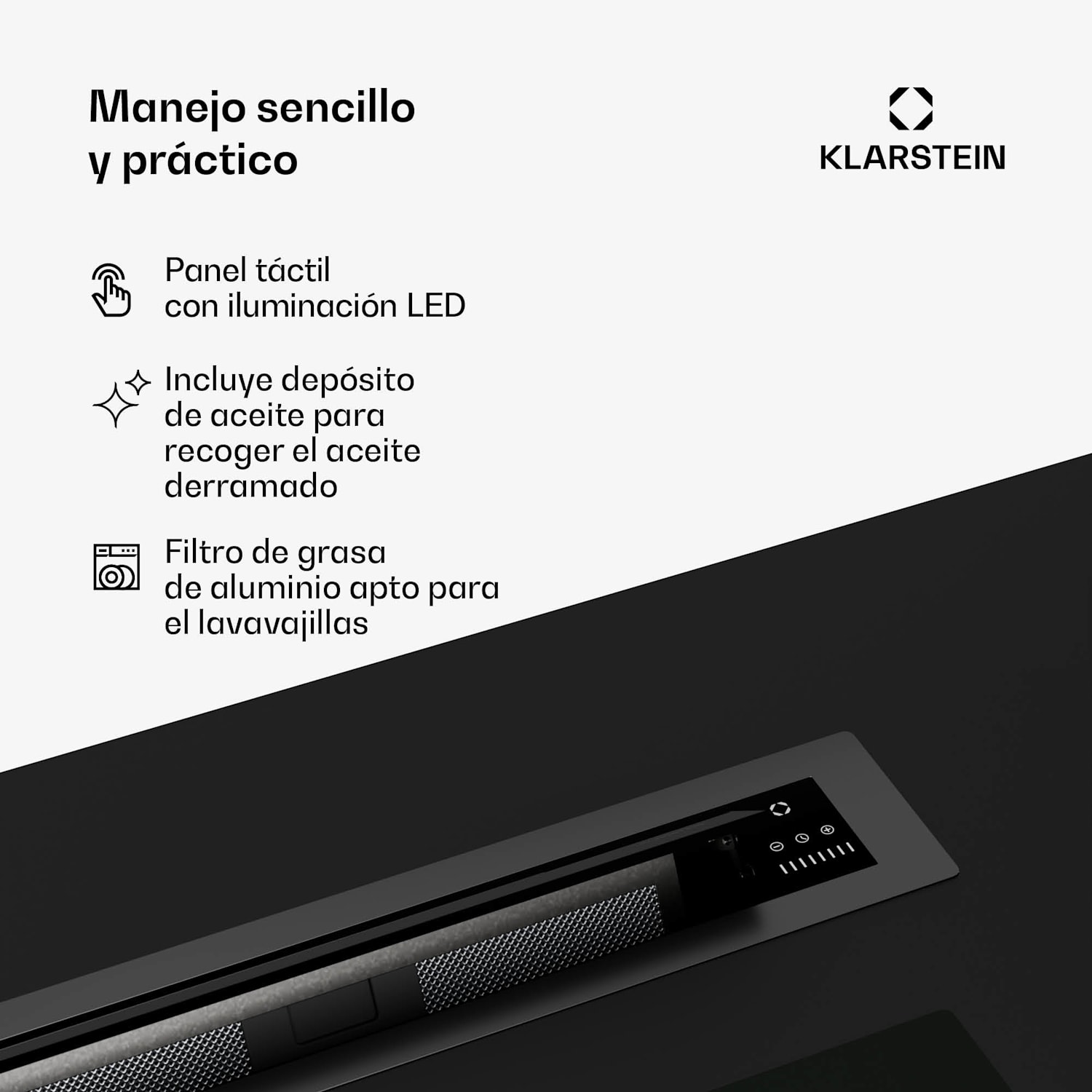 Extractor Brisa | retráctil | 710 m³/h | A+ | LED | 42dB | Extracción/recirculación 90 cm | Negro