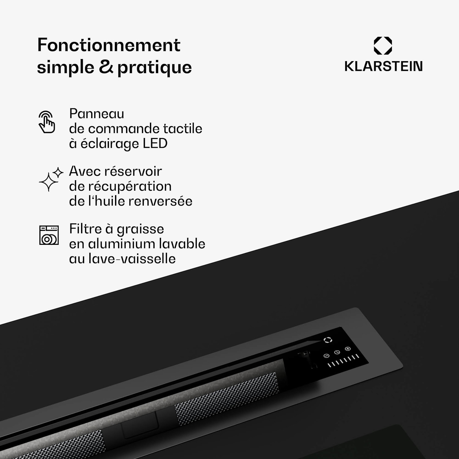 Brisa afzuigkap | verzinkbaar | 710 m³/h | A+ | LED | 42 dB | afvoer-/recirculatiesysteem 90 cm | Zwart