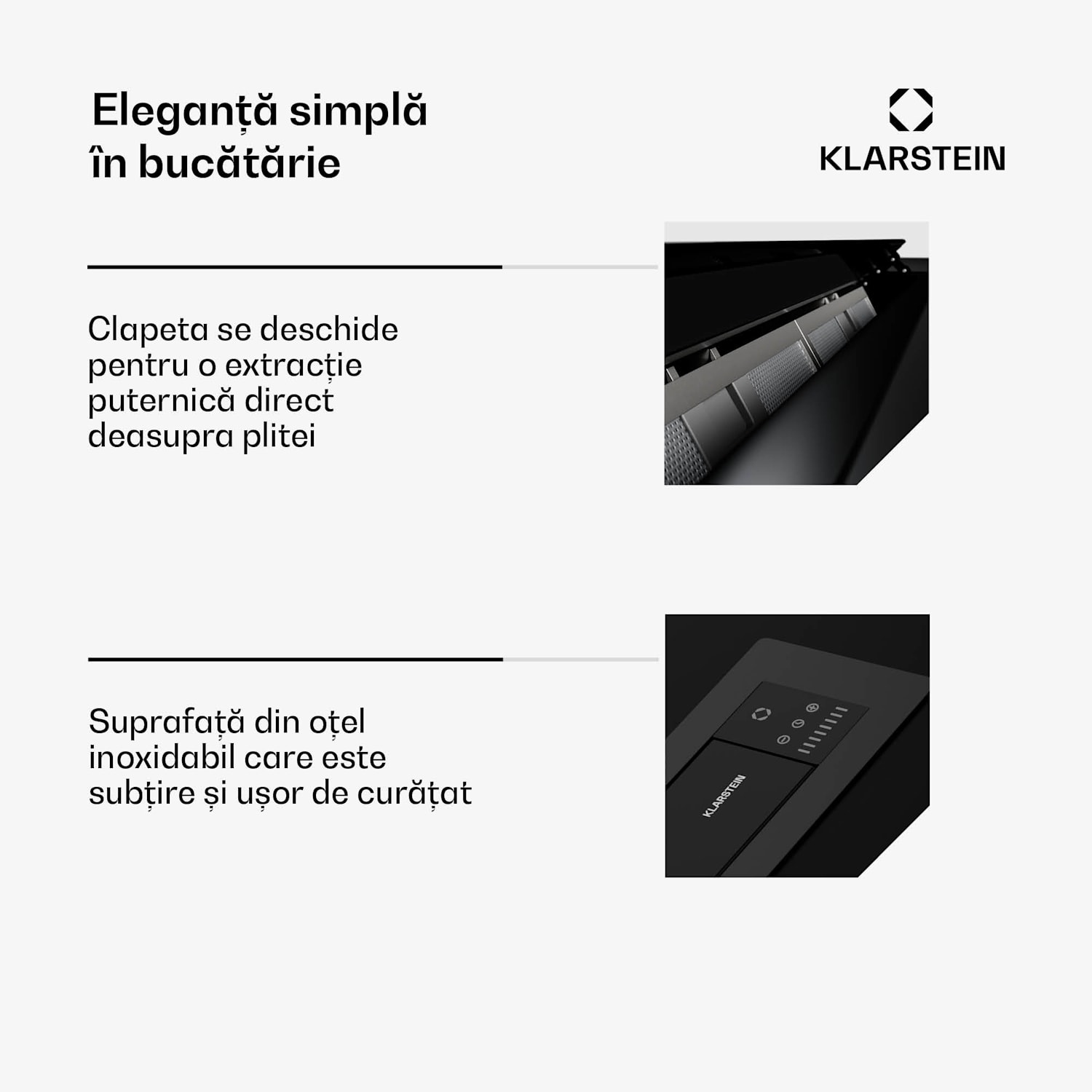 Hota Brisa| telescopică, 710 m³/h, A+, LED, 42 dB, mod evacuare/recirculare 90 cm | Negru