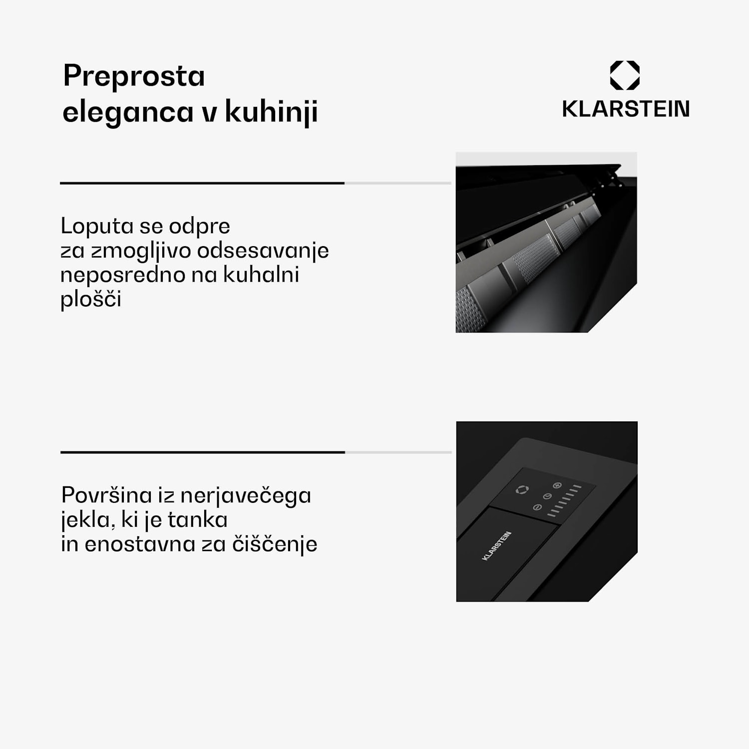 Brisa kuhinjska napa, zložljiva, 710 m³/h, A+, LED, 42 dB, način odsesavanja/recirkulacije 90 cm | Črna