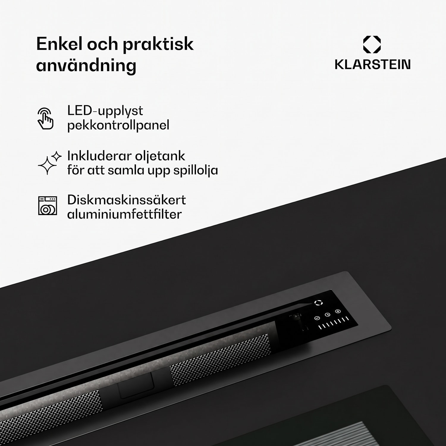 Brisa köksfläkt | infällbar | 708 m³/h | A+ | LED | 42 dB | läge för frånluft/cirkulationsluft 90 cm