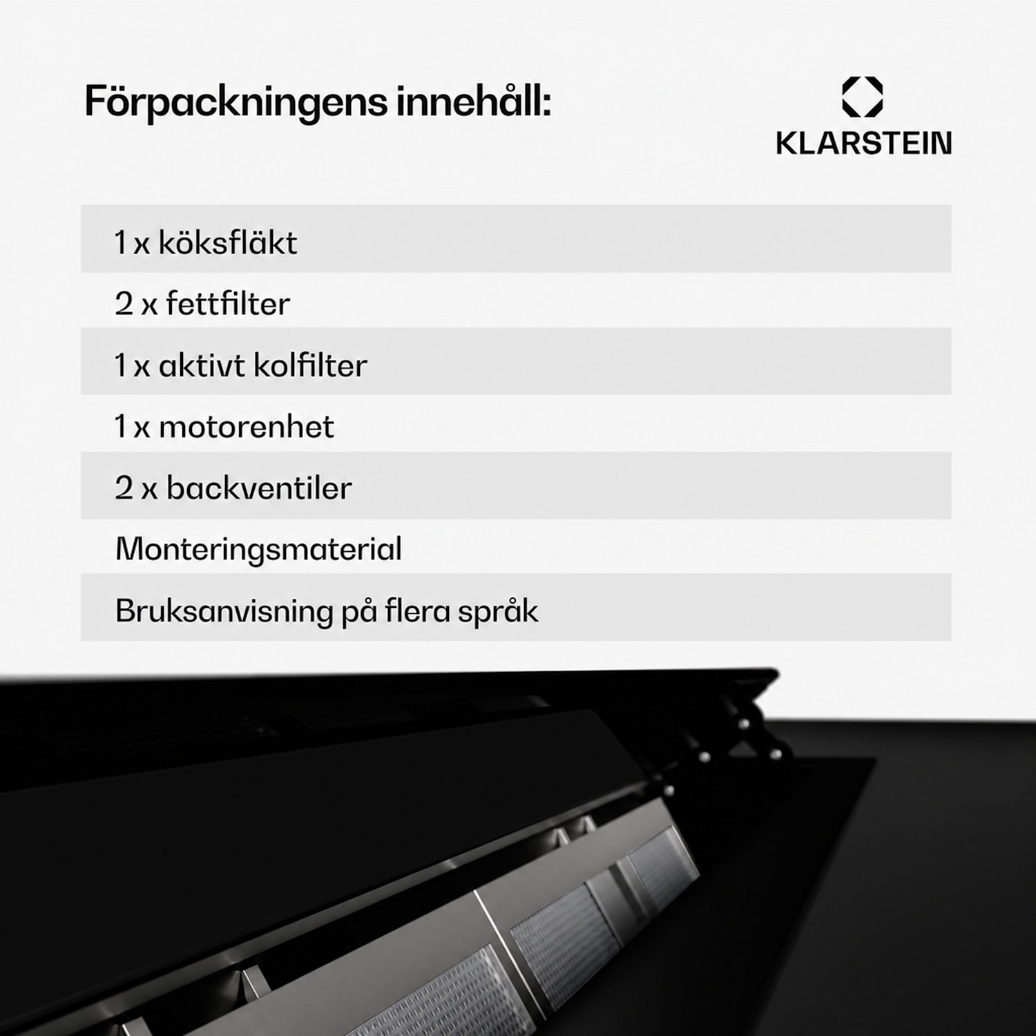 Brisa köksfläkt | infällbar | 708 m³/h | A+ | LED | 42 dB | läge för frånluft/cirkulationsluft 90 cm