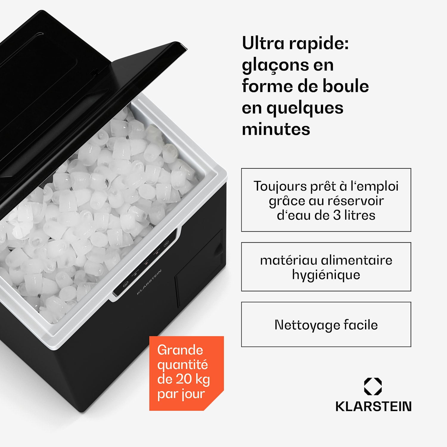 Icefestival Bullet industriële ijsblokjesmachine 400W 3 liter 20kg/24u kogel | Zwart