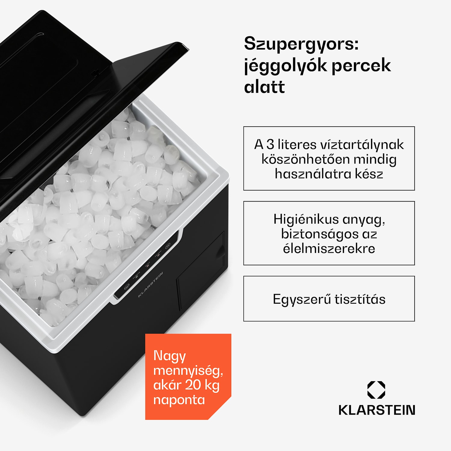 Icefestival Bullet ipari jégkocka készítő, 400W, 3 liter, 20kg/24ó golyó | Fekete