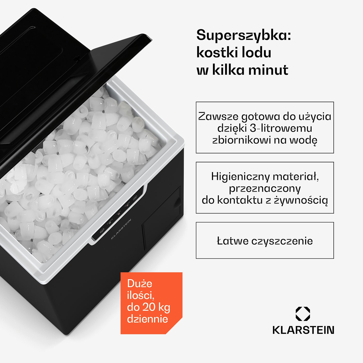 Icefestival Bullet profesjonalna kostkarka do lodu, 400 W, 3 l, 20 kg/24 h pocisk | Czarny