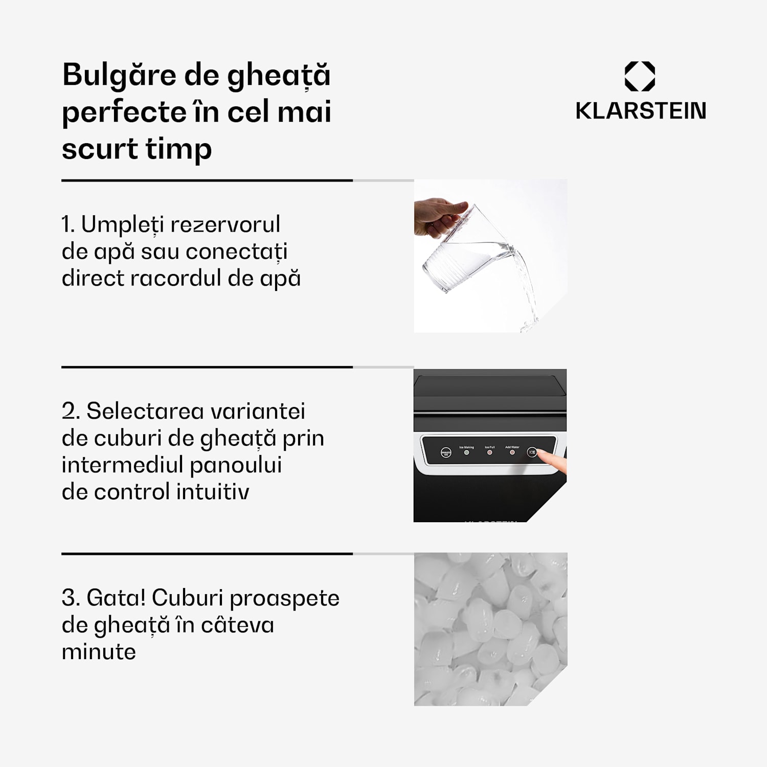Producator industrial de cuburi de gheata Icefestival Bullet, 400W, 3 litri, 20kg/24h glonţ | Negru
