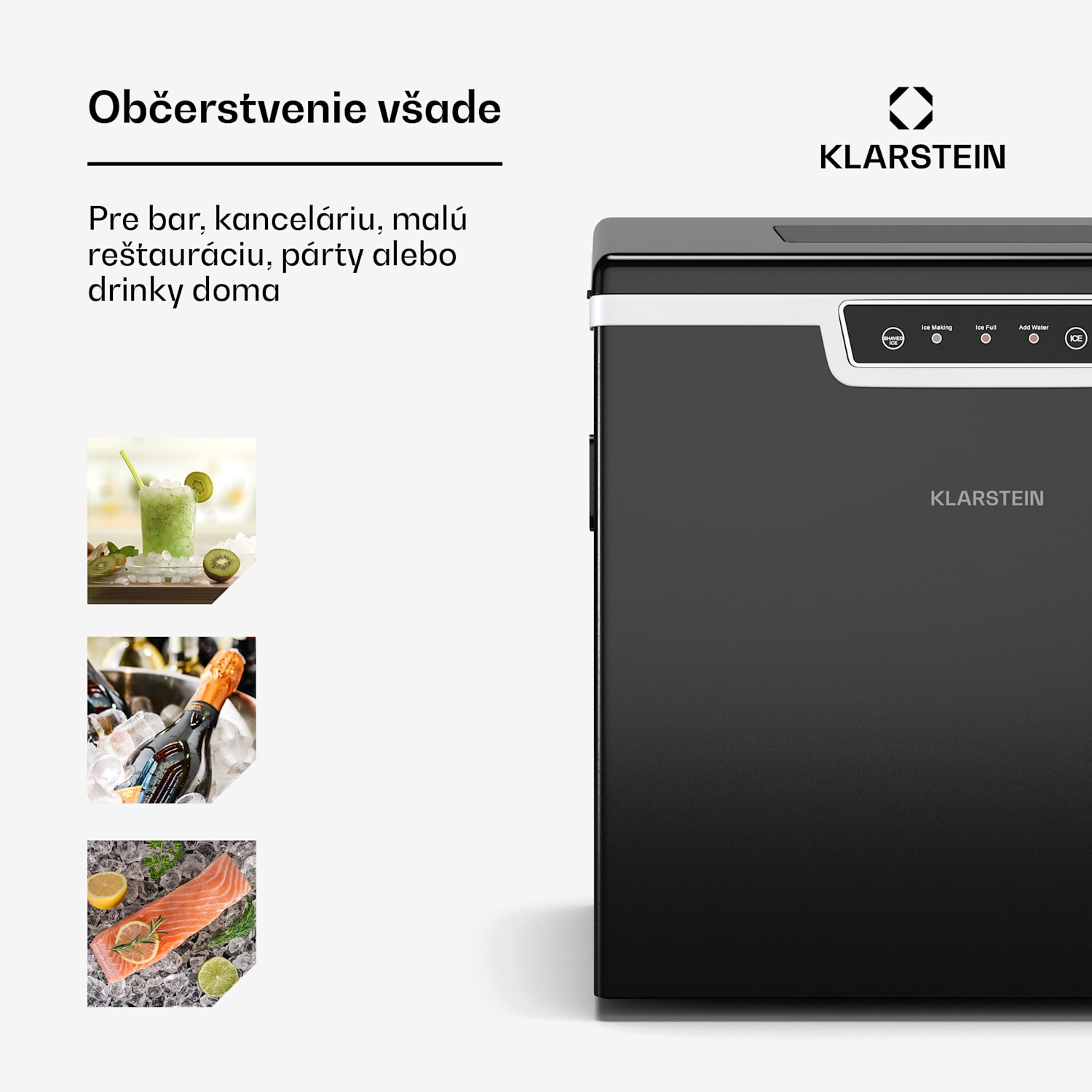 Icefestival Bullet priemyselný výrobník kociek ľadu, 400W, 3 litre, 20kg/24h guľka | Čierna