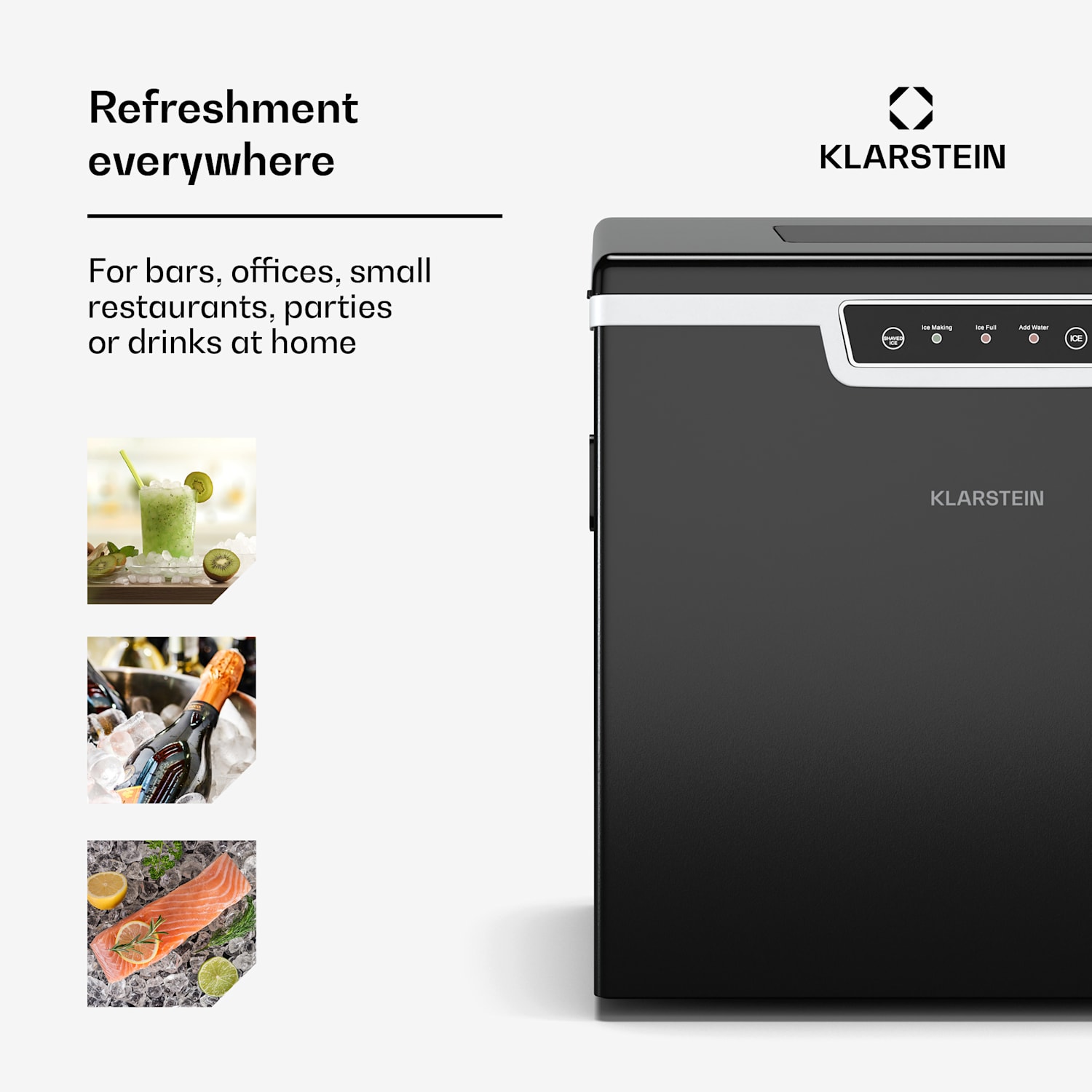 Máquina de fazer cubos de gelo Icefestival Bullet, máquina de fazer cubos de gelo industrial, 400 W, 3 litros, 20 kg/24h bala | Preto