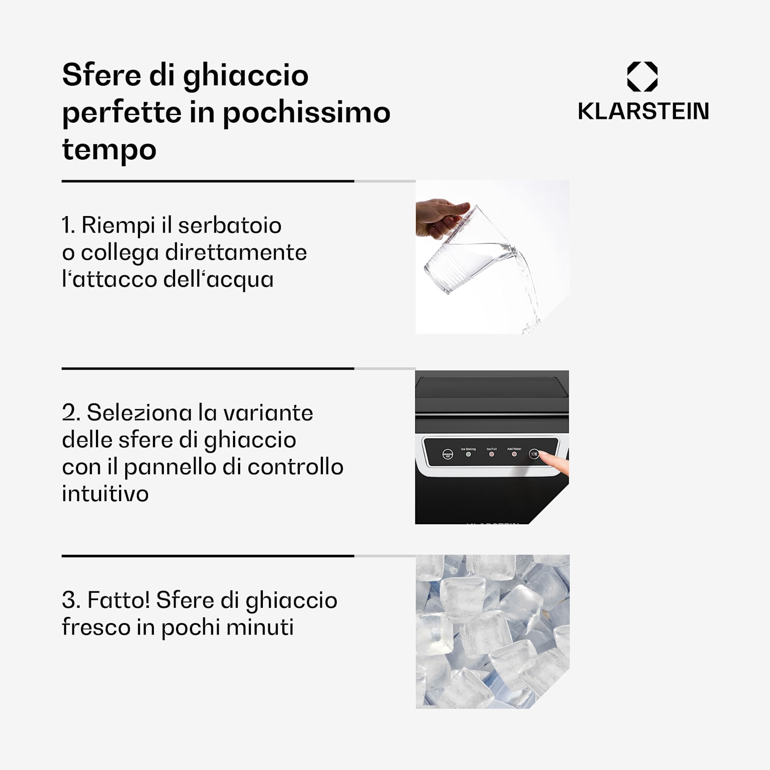 Icefestival Cube Macchina per il ghiaccio Fabbricatore di ghiaccio industriale | 400W | 1,8 litri | 20 kg/24 ore cubetti di ghiaccio | Nero