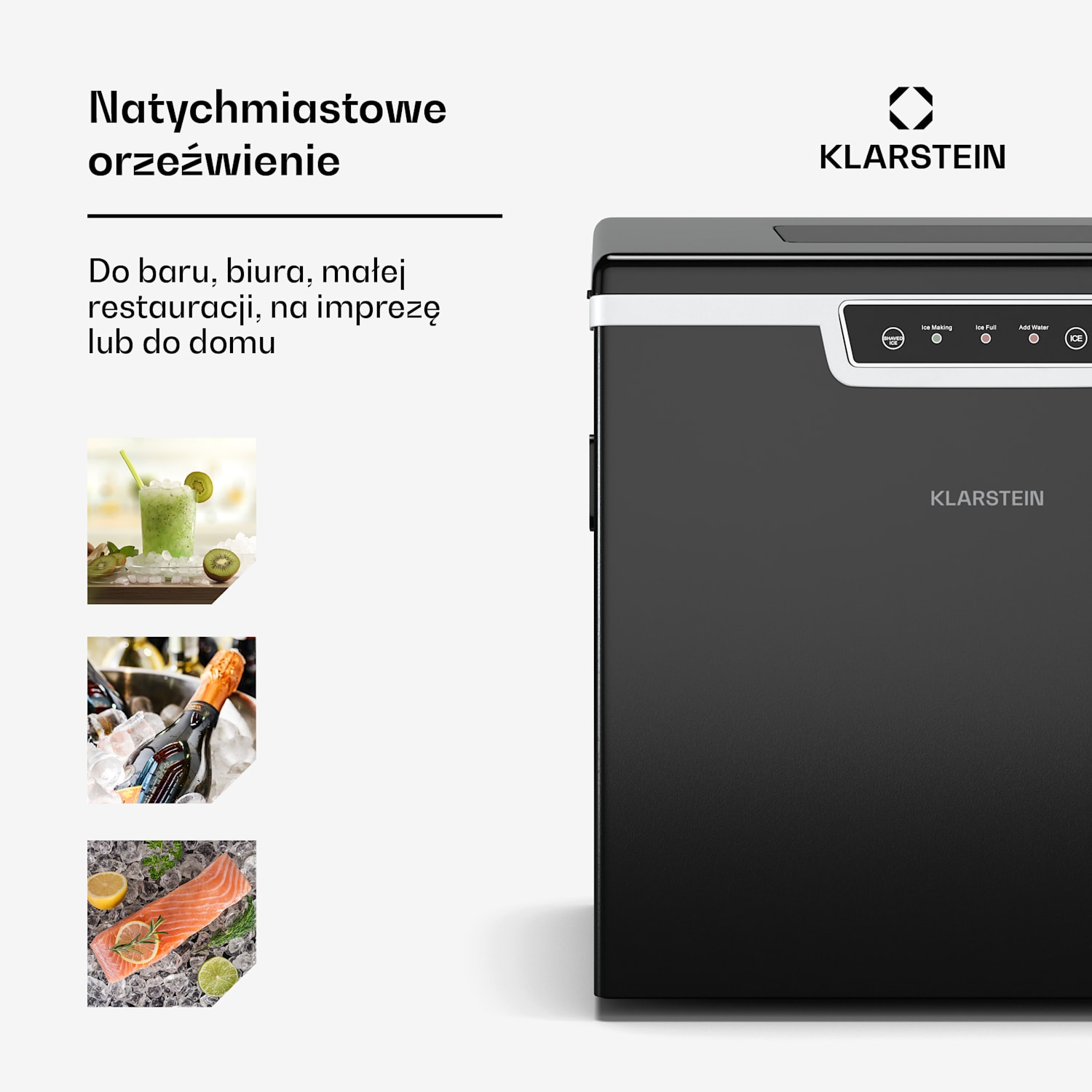 Icefestival Cube profesjonalna kostkarka do lodu, 400 W, 1,8 l, 20 kg/24 h kostki lodu | Czarny