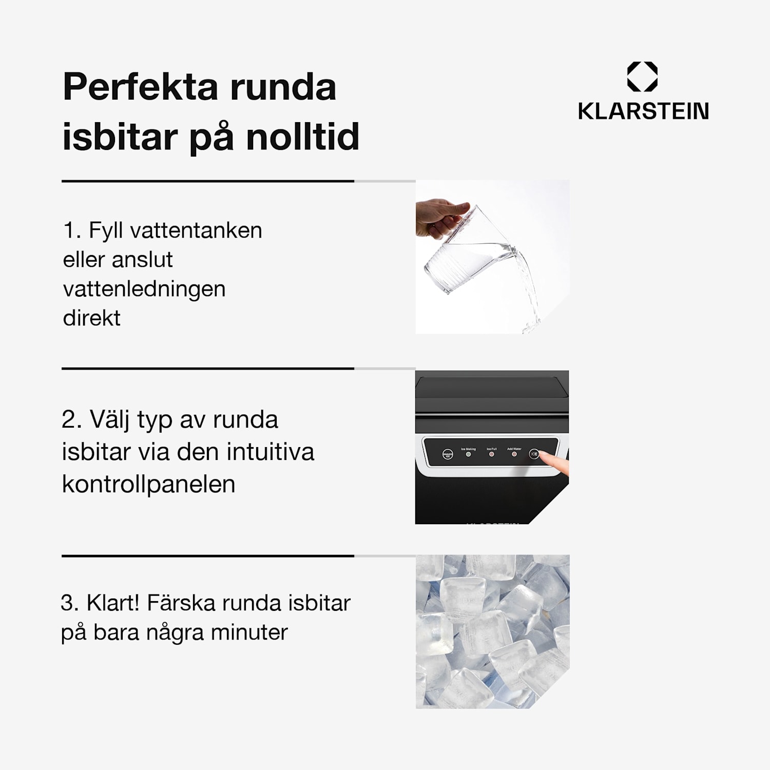 Icefestival Cube ismaskin industri-ismaskin | 400W | 1,8 liter | 20kg/24h isbitar | Svart