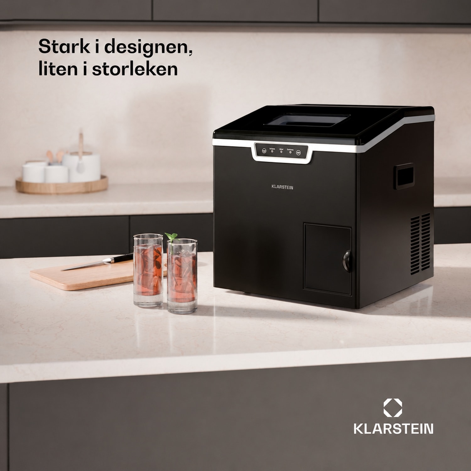 Icefestival Cube ismaskin industri-ismaskin | 400W | 1,8 liter | 20kg/24h isbitar | Svart