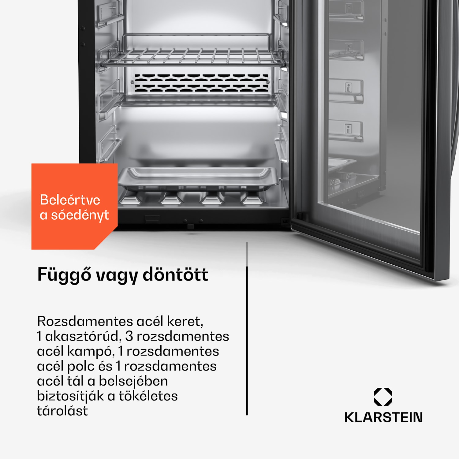 Steakhouse húsérlelő szekrény, 88 L, antibakteriális, LED, érintésvezérlés, páratartalom szabályozása 88 Ltr | Rozsdamentes acél