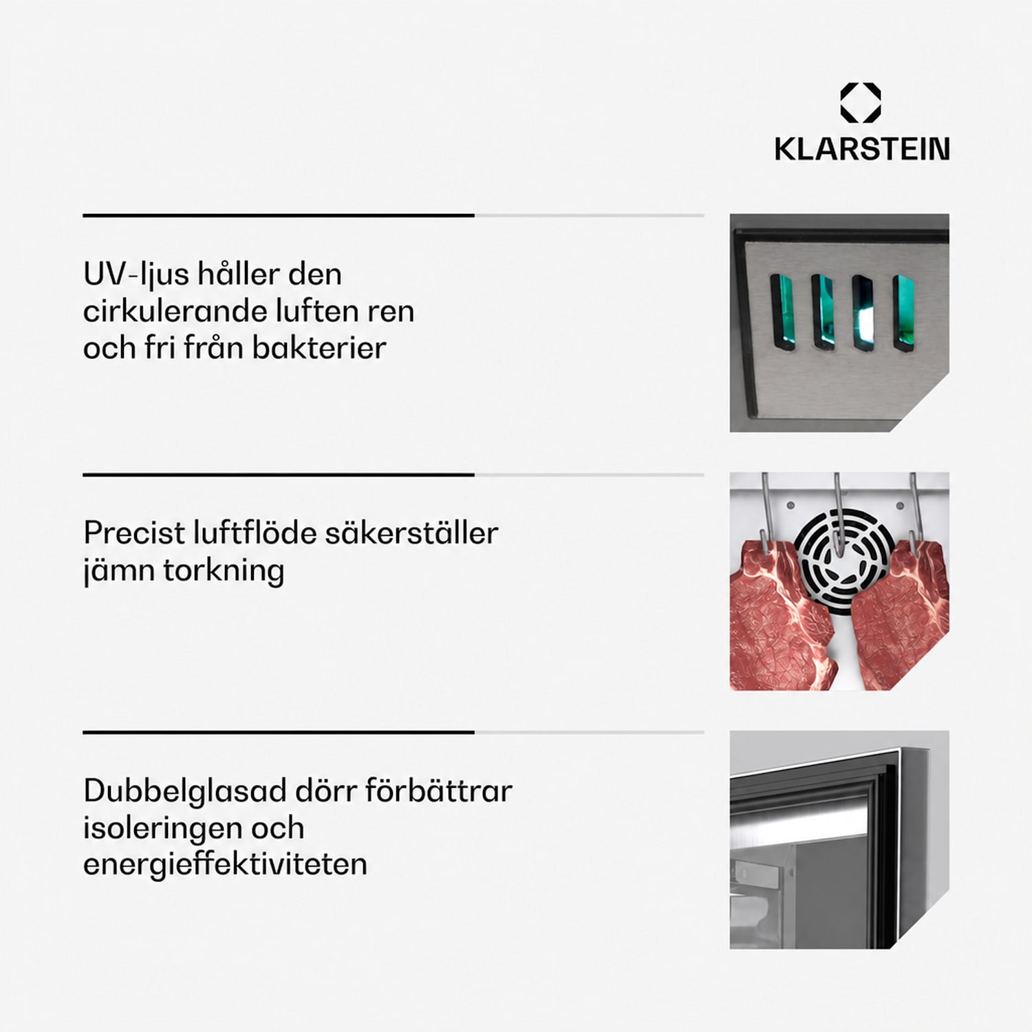 Steakhouse mörningsskåp | 88 l | antibakteriellt | LED | touchstyrning | justering av luftfuktighet 88 L | Rostfritt Stål