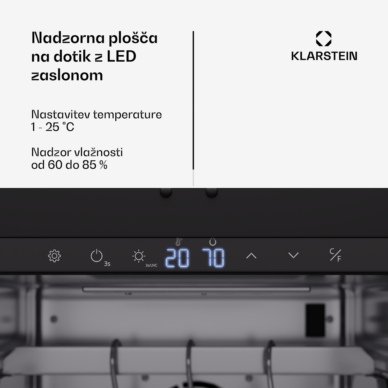Steakhouse omara za zorenje mesa, 88 L, antibakterijska, LED, upravljanje na dotik, nadzor vlažnosti 88 Ltr | Črna