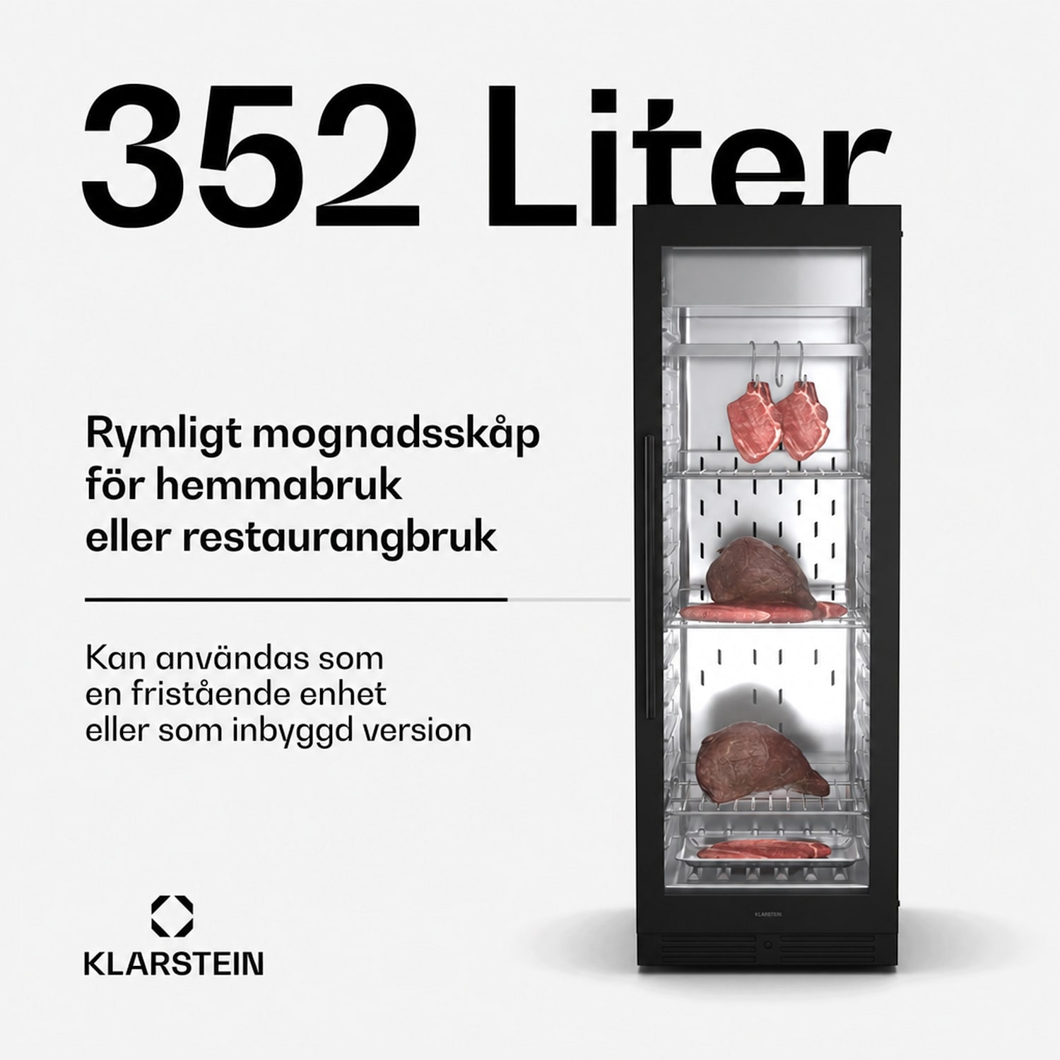 Steakhouse mörningsskåp | 352 l | antibakteriellt | LED | touchstyrning | justering av luftfuktighet 352 L | Svart