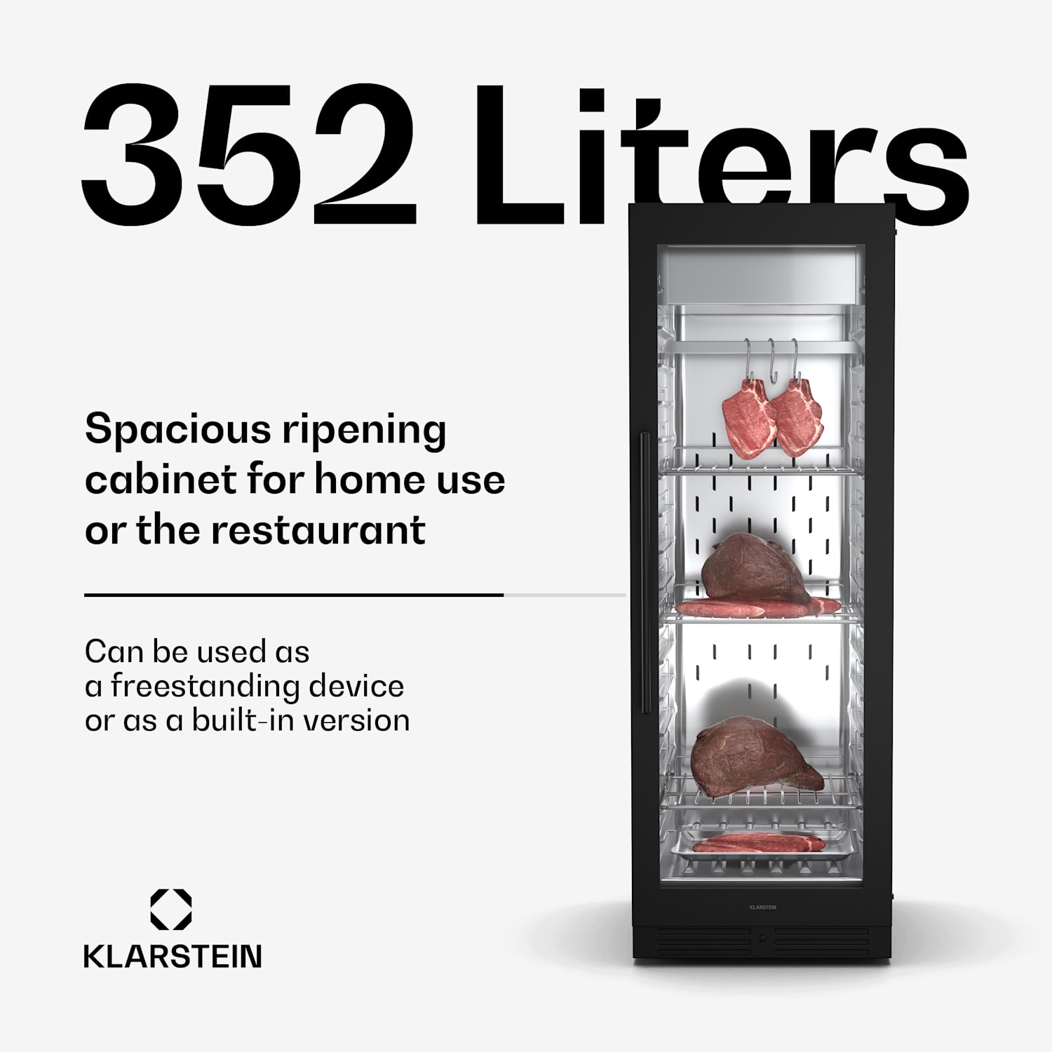 Steakhouse kypsytyskaappi | 352 l | antibakteerinen | LED | kosketusohjaus | ilmankosteuden säätö 352 l | Musta