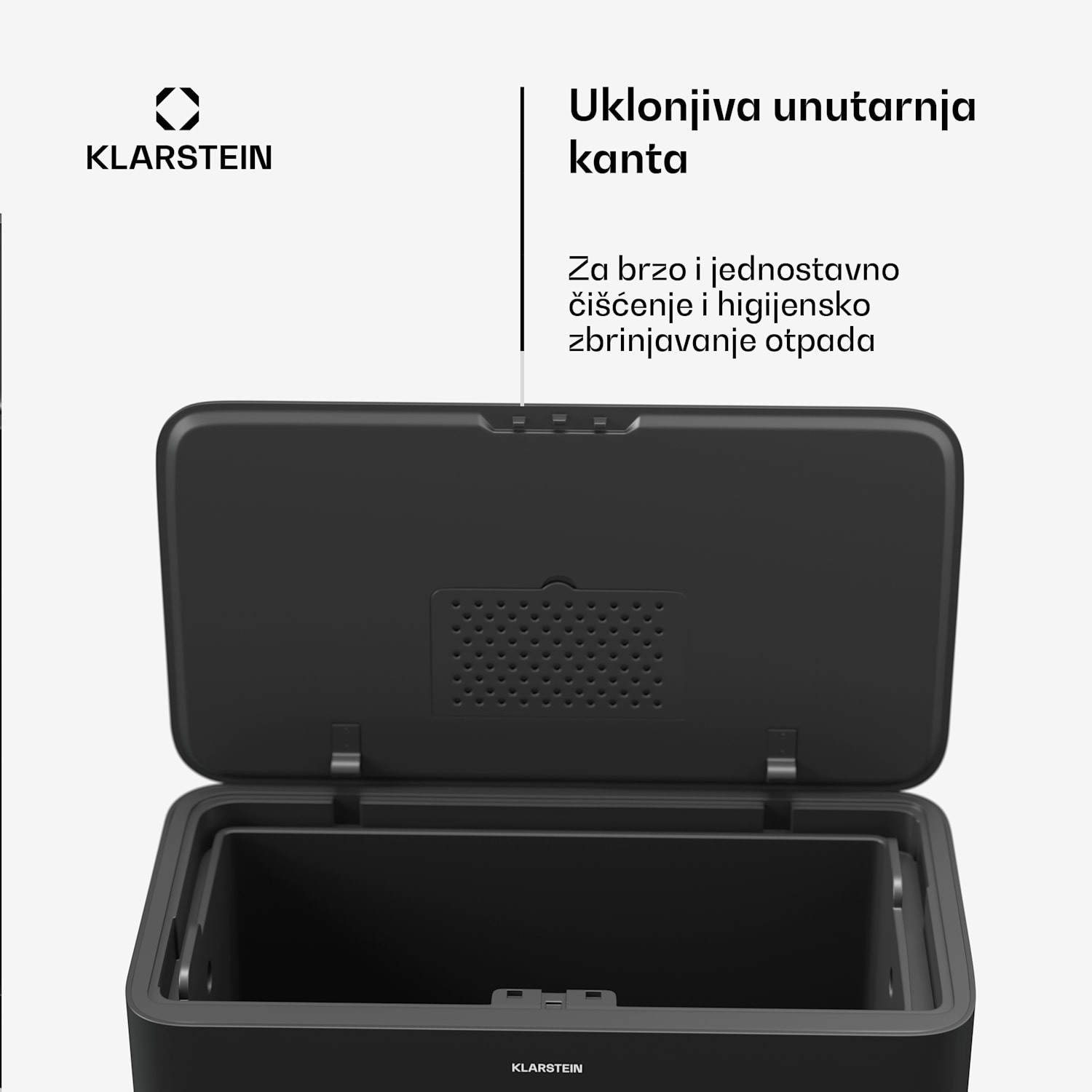 Yuma kanta za smeće, 30 L, unutarnja košara, filter za mirise, noge, otvaranje pomoću gumba 30 litara | Crna