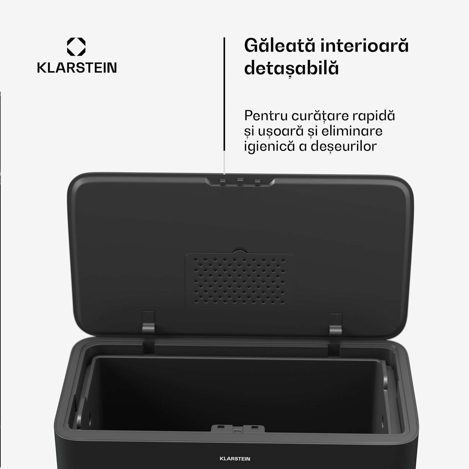 Coș de gunoi Yuma, 30 l, coș interior, filtru de mirosuri, picioare 30 litri | Negru