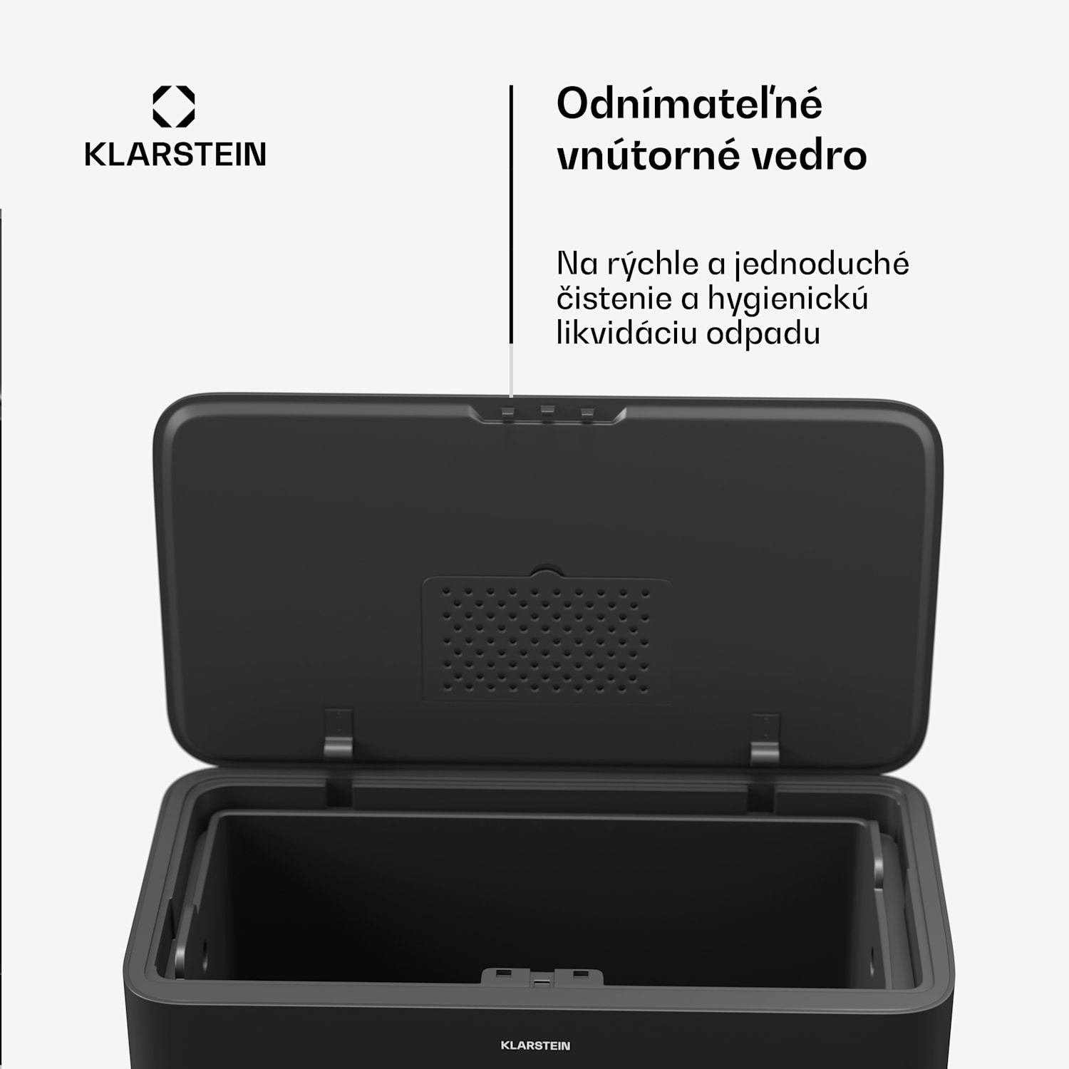 Yuma odpadkový kôš, 30 l, vnútorný kôš, pachový filter, nožičky, otváranie tlačidlom 30 litrov | Čierna