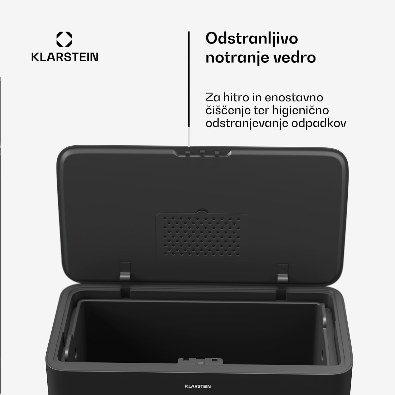 Yuma koš za odpadke, 30 l, notranja košara, filter proti smradu, nogice, odpiranje na gumb 30 litrov | Črna