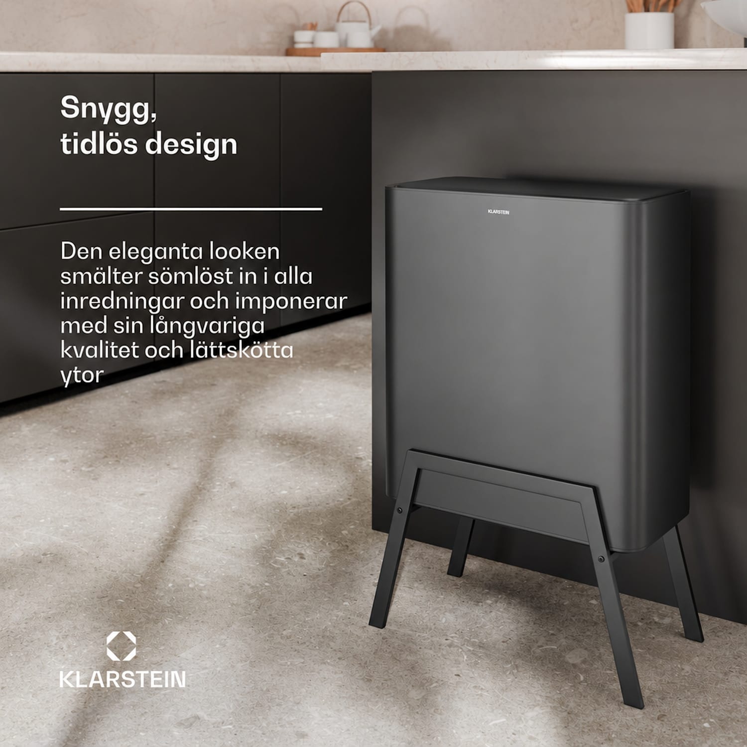 Yuma soptunna | 30 L | innerhink | luktfilter | stativfötter | tryckknapp 30 L | Svart