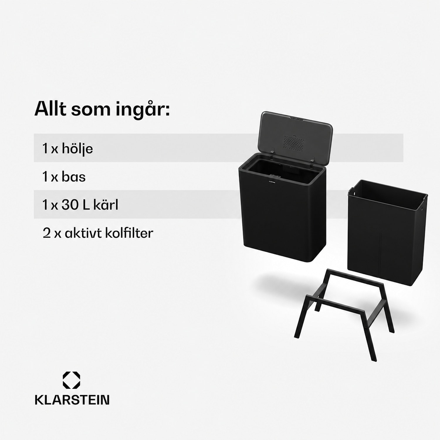 Yuma soptunna | 30 L | innerhink | luktfilter | stativfötter | tryckknapp 30 L | Svart