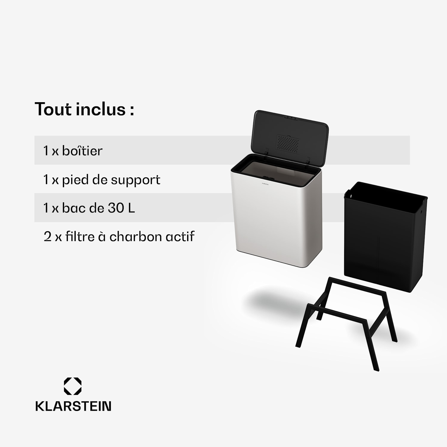 Yuma afvalbak | 30 L | emmer | geurfilter | pootjes | drukknop 30 ltr | Wit