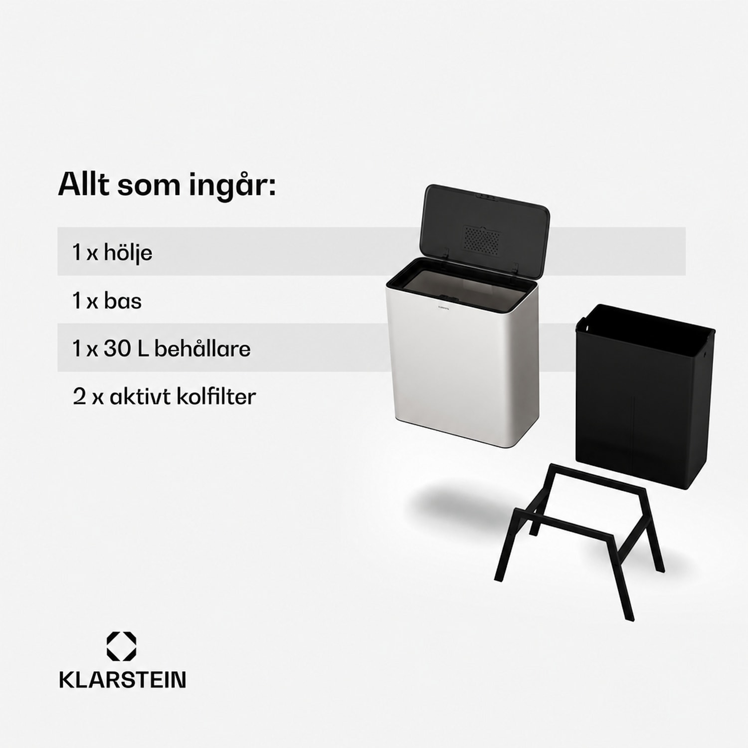 Yuma soptunna | 30 L | innerhink | luktfilter | stativfötter | tryckknapp 30 L | Vit