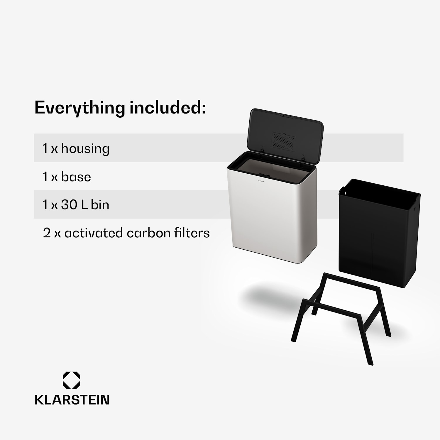 Yuma afvalbak | 30 L | emmer | geurfilter | pootjes | drukknop 30 ltr | Wit