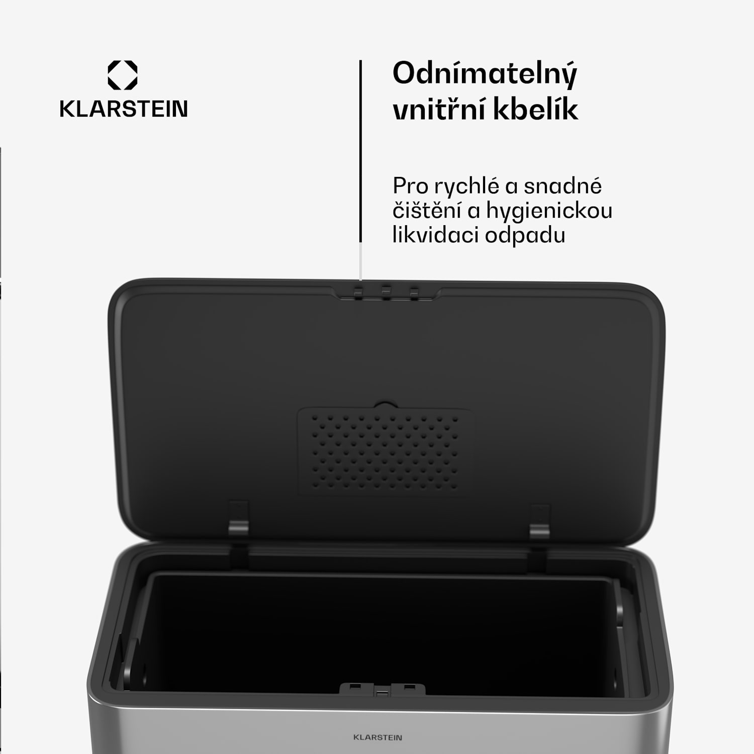 Yuma odpadkový koš, 30 l, vnitřní koš, pachový filtr, nožičky, otevírání tlačítkem 30 litrů | Nerezová ocel