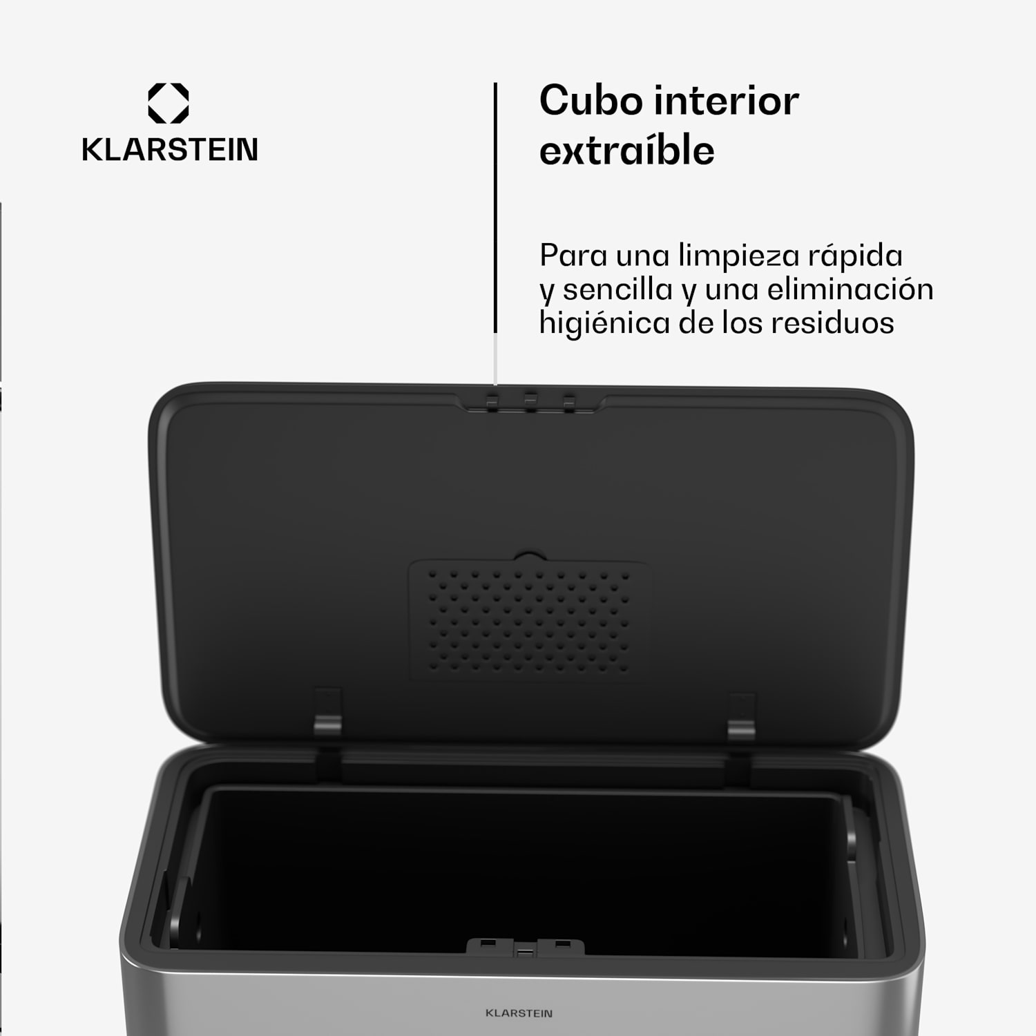 Cubo de basura Yuma | 30 L | cubo interior | filtro de olores | patas | pulsador 30 L | Acero Inoxidable