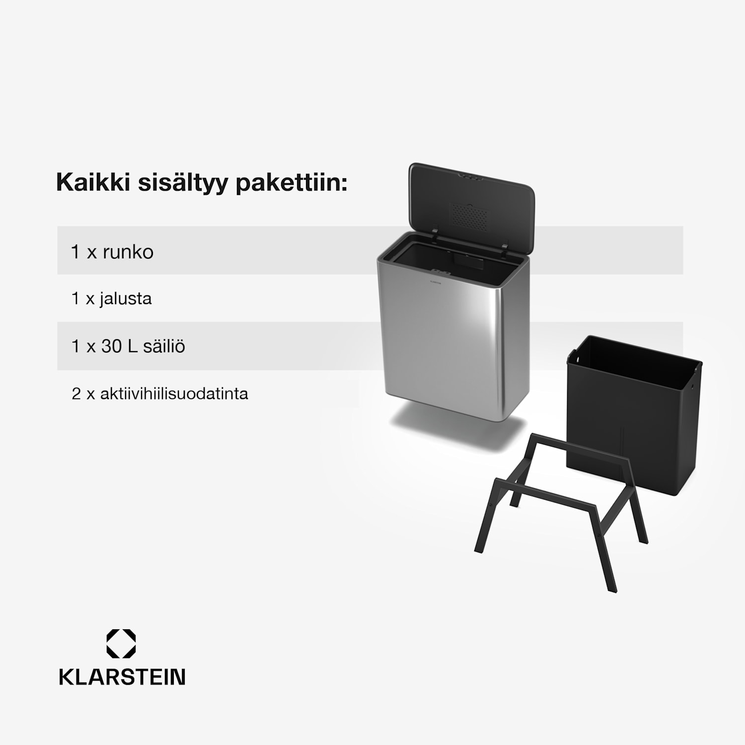 Yuma roskakori | 30 L | sisäsäiliö | hajusuodatin | jalat | painike 30 l | Ruostumaton Teräs
