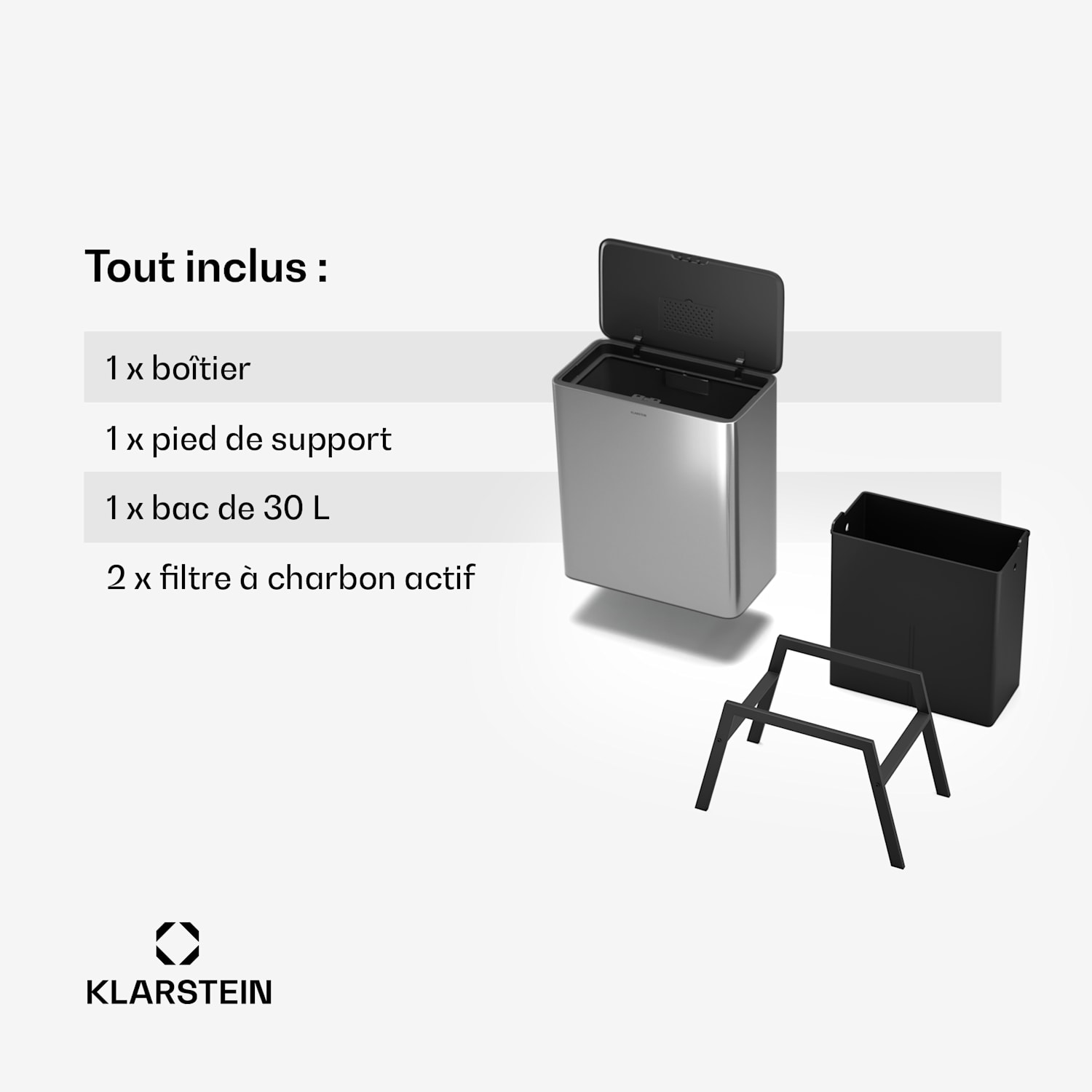 Yuma afvalbak | 30 L | emmer | geurfilter | pootjes | drukknop 30 ltr | Roestvrij Staal