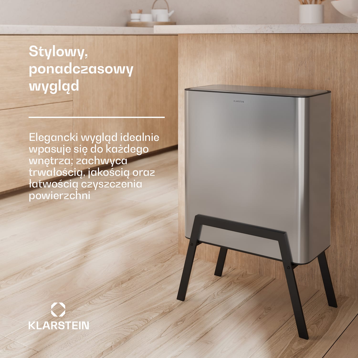 Yuma kosz na śmieci, 30 l, kosz wewnętrzny, filtr zapachów, stojak, otwieranie za pomocą przycisków 30 litrów | Stal nierdzewna