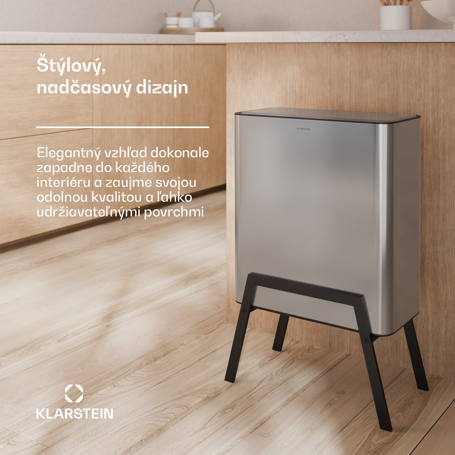 Yuma odpadkový kôš, 30 l, vnútorný kôš, pachový filter, nožičky, otváranie tlačidlom 30 litrov | Nehrdzavejúca oceľ