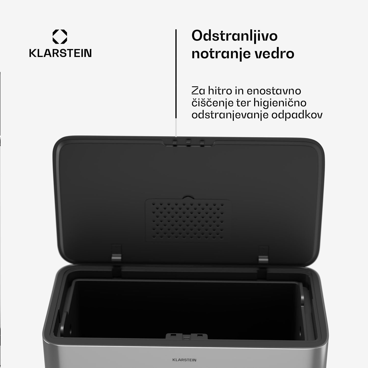 Yuma koš za odpadke, 30 l, notranja košara, filter proti smradu, nogice, odpiranje na gumb 30 litrov | Nerjaveče jeklo